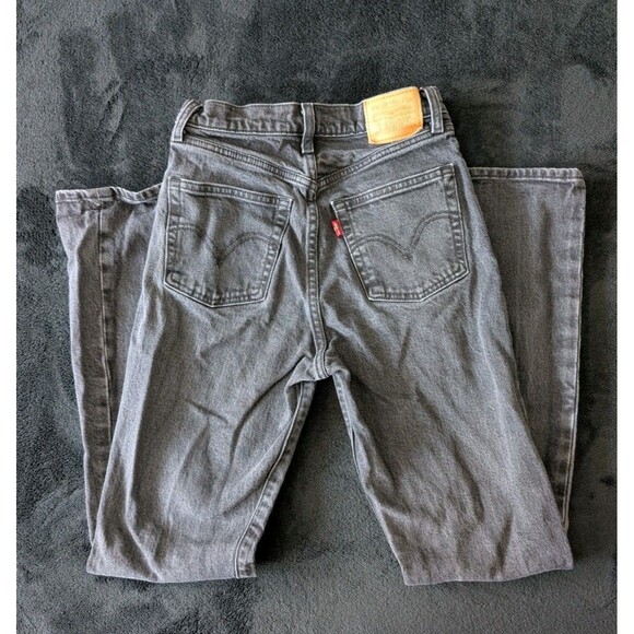 Levi's Premium Ribcage Bootcut Black Wash Jeans 25" W Western Minimal Neutral - Picture 8 of 16